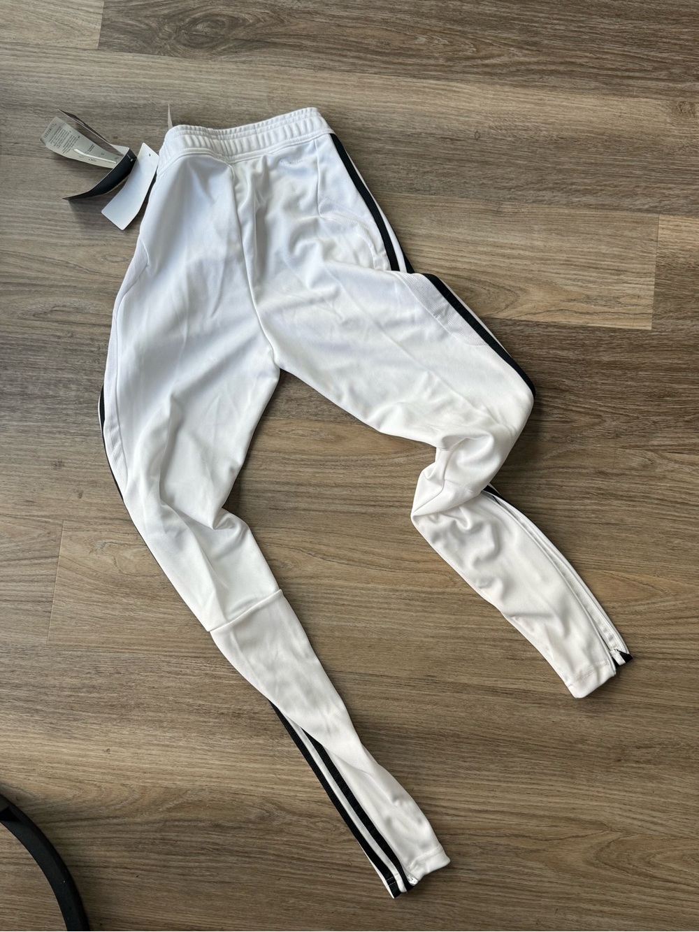 adidas White Track Pants with Black Side Stripes
